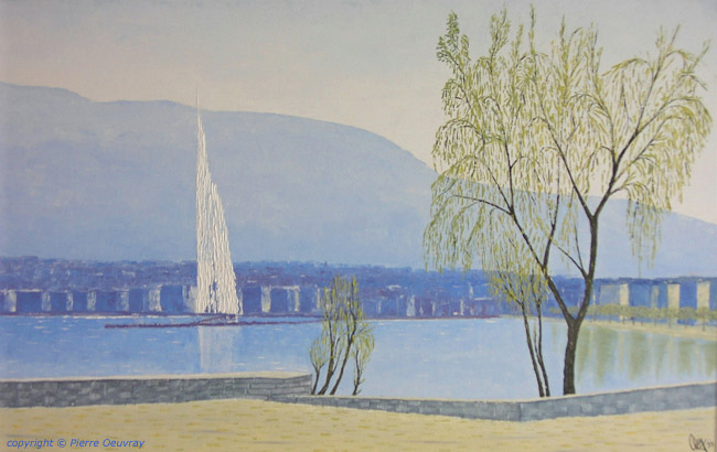 Perle du Lac, Geneva, Parc Mon Repos, Oil Painting on Canvas