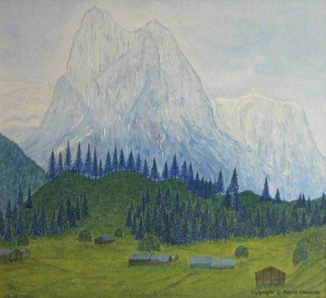 Rosenlauï et Wetterhorn - Peinture à l'Huile - Suisse Romantique