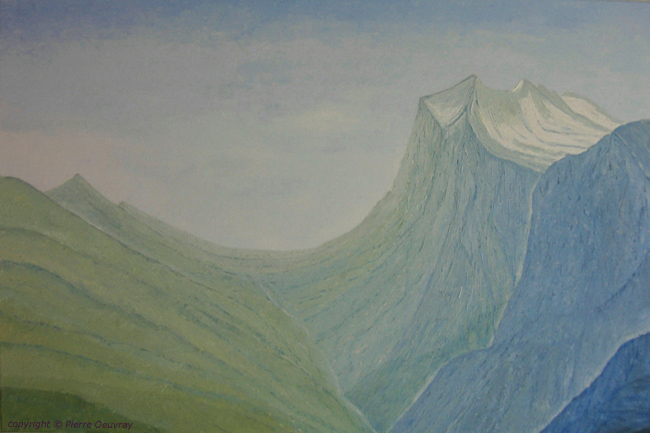 Wetterhorn and the Grosse Scheidegg, Grindelwald and Jungfrau Region, Landscape of Switzerland, Oil Painting of Pierre Oeuvray.